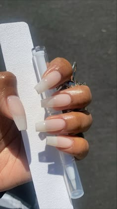 Long Milky Nails, White Translucent Nails, Translucent White Nails, Hyper Realistic Nails, French Manicure Long Nails, Plain Acrylic Nails, Fierce Nails, Natural Fake Nails, Fantastic Nails