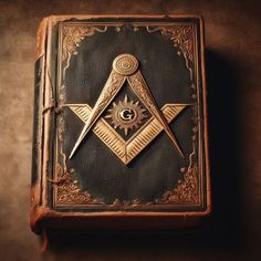 an old book with a masonic symbol on it