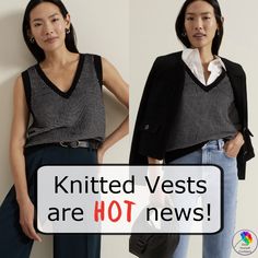 Knitted Vest #knittedvest https://www.style-yourself-confident.com/knitted-vests-for-fall.html Cool Neutrals, Knitted Vests, Shapewear Dress, Wear Pearls, Knitted Vest