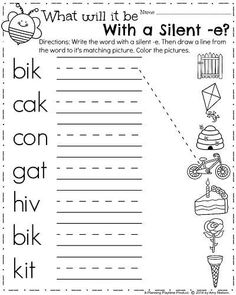 a worksheet with words and pictures to help students learn how to write the word