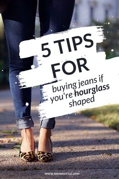 If you struggle to find jeans to fit your hourglass curves this article will give you 5 tips for buying jeans that fit and don't gape at the back of the waistband share the key things to look for in jeans that flatter an hourglass shape, and show you the most flattering jeans styles for hourglass women #jeans #denim #hourglassshape #curvy #bodyshape #bodytype #flattering #shoppingtips #bodyshapes