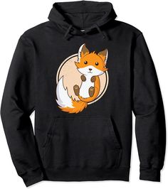 Cute Fox Pullover Hoodie Fox Chibi, Japanese Funny, Anime Japanese, Dancer Gift, Hoodies Men Pullover, Letter Print Sweatshirt, Round Neck Sweaters, Shiba Inu, Hooded Sweater