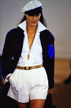 Yasmin Le Bon - Ralph Lauren Runway Show 1992 Ralph Lauren Ads, Ralph Lauren Runway, Ralph Lauren 90s, Yasmin Le Bon, Museum Fashion, Sporty Casual, 80s And 90s Fashion, Boating Outfit, Ralph Lauren Collection