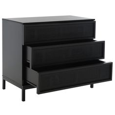 two black drawers sitting next to each other