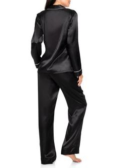 This satin pajama set from California Dynasty will keep you cozy while looking cute at home. | California Dynasty Women's Satin Pajama Set, Black, Medium Satin Pajama Set, Satin Pajama, Satin Pyjama Set, Satin Pajamas, Pajama Set, Pajamas, At Home, Satin, California