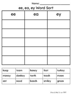 worksheet with words and pictures to help students learn how to read the word