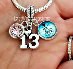 13th birthday girl-13th birthday charm bracelet necklace keychain-Personalized Birthday Jewelry gift Birthday Round Charm Bracelet, Nickel-free Adjustable Birthday Charms, Nickel-free Adjustable Charms For Birthday, Hypoallergenic Charm Bracelet For Birthday And Mother's Day, Personalized Charm Bracelet For Birthday And Valentine's Day, Nickel-free Charm Bracelet For Birthday And Mother's Day, Hypoallergenic Charm Bracelet For Birthday And Valentine's Day, Nickel-free Charm Bracelet For Birthday, Nickel Free Round Charm Bracelet For Birthday