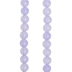 two strands of light purple glass beads on a white background