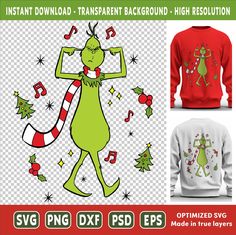 the grinch christmas sweater and sweatshirts are on sale for $ 3 99 each