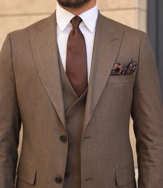 Color: brown Material: 70% polyester, 30% viscose Suit includes blazer, waistcoat, & trousers Single-breasted suit (2-button blazer) Lapel type: peak lapels Jacket interior lining option: fully-lined Jacket vent: double vent Fitting: slim-fit Care instructions: dry clean only Machine washable: no Grooms Suits, Blazer Waistcoat, November Wedding, Lapel Jacket, Slim Fit Suit, Micro Wedding, Wedding Color, Wedding Board, Blazer Buttons