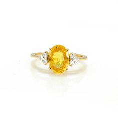 Product information- ~ Solid 18K Yellow Gold ~ Weight: 3.38 grams ~ Gemstone Weight- 2.520ct (Sapphire), 0.200ct (Diamond)   ~ Natural Yellow Sapphire & Diamond   ~ Exclusive Designer Jewellery Sapphire will bring fortune beyond measure, good health, and a lifetime of prosperity. But for others, the stone will immediately cast darkness and chaos. So, the only way to know its effect is to test the stone. The wearer should spend a few nights with the Blue Sapphire under their pillow Feedback If yo Oval Yellow Sapphire Diamond Ring Fine Jewelry, Oval Yellow Sapphire Promise Ring, Yellow Sapphire Oval Diamond Ring, Yellow Sapphire Oval Promise Ring, Fine Jewelry Yellow Rings With Gemstone, Yellow Gold Rings With Yellow Sapphire And Accent Stones, Oval Yellow Topaz Ring In 14k Gold, Yellow Sapphire Gemstone Promise Ring, Classic Yellow Sapphire Oval Rings