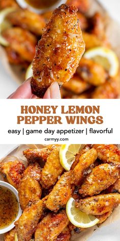 honey lemon pepper wings are an easy game day appetizer