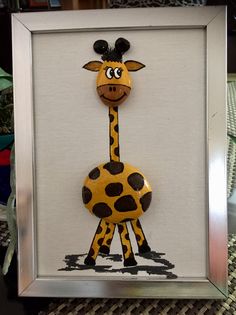 a painting of a giraffe in a frame