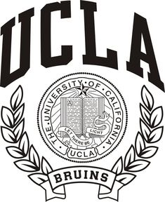 the university of california bruins seal with laurel wreath around it and words that read, u c l a