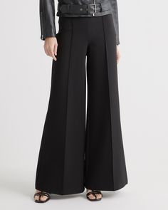 Ultra-Stretch Ponte Wide Leg Pant Autumn Profile, Super Wide Leg Pants, Sophisticated Office, Casual Street Wear, Ponte Fabric, Wardrobe Planning, Silk Cami, Stylish Pants, Clothing Wishlist