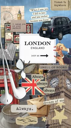 collage of london, england and the united kingdom with various things to see in it