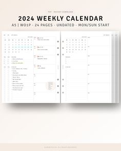 the 2021 weekly calendar is open to pages that are filled with daily tasks and numbers