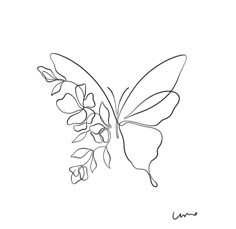 a drawing of a butterfly with leaves on it's wings