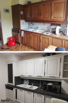 before and after pictures of a kitchen remodel