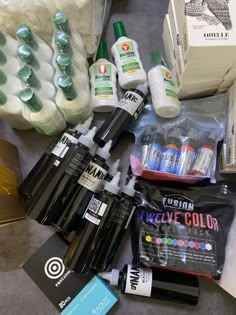 the contents of an assortment of crafting supplies including markers, pens and glues