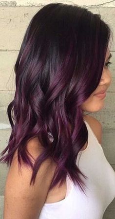 Eggplant Hair, Dark Purple Hair Color, Hair Tricks, Dark Purple Hair, Colourful Hair, Fall Hairstyles, Birthday Hair, Ombré Hair