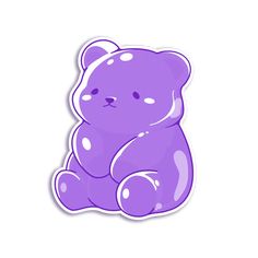 a purple teddy bear sticker on a white background