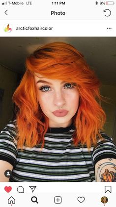 Sunset Orange Hair, Everyday Natural Makeup, Orange Hair Dye, Fox Hair Color, Red Hair Inspiration, Sparkly Hair, Hair Color Orange, Fox Hair, Arctic Fox Hair Color