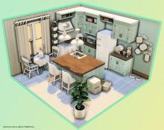 Sims 4 Room Ideas Kitchens, Sims Dollhouse, Layouts Bloxburg, Sims Kitchen, Sims4 Houses, Ts4 Builds, House Styling Interior