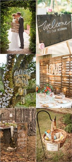 a collage of photos with wedding decorations