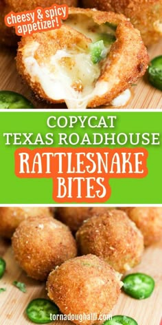 rattlesnake bites appetizer Cheesy Rattlesnake Bites, Copycat Rattlesnake Bites, Copycat Restaurant Recipes Texas Roadhouse, Texas Roadhouse Snakebites, Texas Roadhouse Potato Skins, Texas Roadhouse Steak Bites, Texas Roadhouse Rattlesnake Bites Recipe, Southern Appetizer Recipes, Football Game Food Appetizers