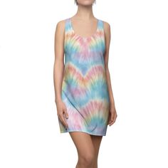 Gelato Pastel Tie Dye Women’s Racerback Summer Dress Trendy Mini Sundress For Beach Season, Cotton Dress With Vibrant Print For Vacation, Multicolor Print Summer Vacation Dress, Multicolor Print Summer Dress For Vacation, Summer Multicolor Print Dresses For Beach Season, Summer Dresses With Multicolor Print For Beach Season, Summer Vacation Dresses In Multicolor Print, Summer Dresses In Multicolor Print For Beach Season, Multicolor Print Summer Beach Dresses