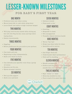 a baby's first year checklist with the words less known milestones