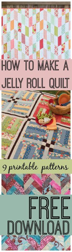 a quilt with the words how to make a jelly roll quilt on it and an image of