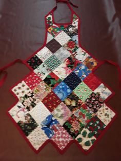 an apron made out of patchwork material