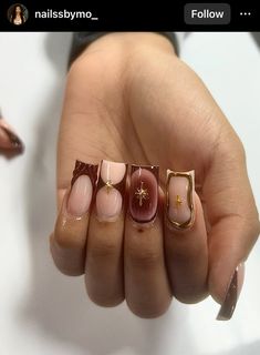 #nailsofinstagram Nails Acrylic Square Brown, Brown Nails Ideas Square, Brown Nails For Prom, Square Nail Designs Brown, Short Medium Square Nails, Dark Brown Square Nails, Girly Acrylic Nails Short Square, Short Square Acrylic Nails Brown, Brown Short Acrylic Nails