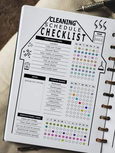 the cleaning schedule is open and ready to be used for someone's checklist