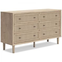 an image of a dresser with wicker drawers