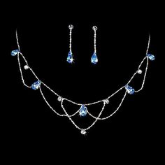 Light Blue Necklace, Prom Jewelry Sets, Blue Jewelry Set, Crystal Wedding Jewelry, Rhinestone Jewelry Set, Fancy Jewelry Necklace, Magical Jewelry, Prom Jewelry, Fancy Jewellery