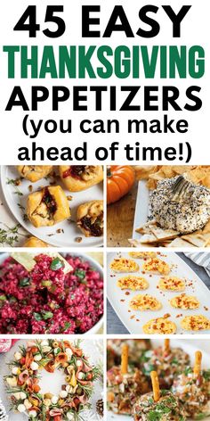 four different thanksgiving appetizers with text overlay