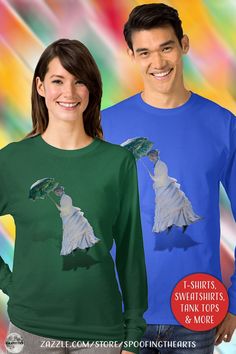 * Ms. Monet with Umbrella Long Sleeve Tee Shirt by #SpoofingTheArts / #Gravityx9Designs at Zazzle * A homage of the art of Oscar-Claude Monet. * Shirts are available in several colors, styles and sizes for adults and kids. * Move the design to the back of the shirt or to pocket-style. * If text is desired, choose font style, color, size and placement of your message. * 1224 Long Sleeve Tee Shirt, Long Sleeve Tee Shirts