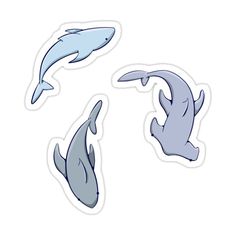 three dolphins stickers are shown on a white background, one is blue and the other is gray