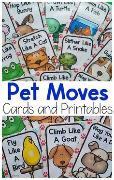 pet moves cards and printables for kids