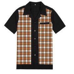 Mens Shirt Short Sleeve Retro Rockabilly Bowling Casual Plaid Shirts  Chest measurement: Size M:115cm/44" Size L:123cm/47.5" Size XL:131cm/51" Length of the shirt:76cm/29" ATTENTION:                        It is US size.                        There will be 2~3cm/inch deviation due to hand measure. the colors may not 100% correspond to the the item due to different monitors and lights Hip Hop Dress, Dress Shirts Men, Vintage Bowling Shirts, Rave Shirts, Rockabilly Shirts, 50s Rockabilly, Check Shirts, Plaid Sleeve, Plaid Shirt Men