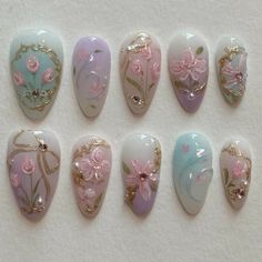 Tulip Nails, Pink Nail Colors, Custom Press On Nails, Nails 3d, Cute Nail Art Designs, Pretty Nail Designs, Nails Fake, Cute Nail Art, Manicure Y Pedicure