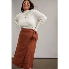 Anthro Lauren Sueded Wrap Midi Skirt Description: A Sophisticated Staple, This Sueded Skirt Pairs Perfectly With Graphic Tees And Peasant Blouses Alike. Size: Various Color: Brown Material: Polyester, Elastane Xs Waist: ~ 12.5 In Length: ~ 29 In 3x: Waist: ~ 23 In Length: ~31.5 In Sheer Midi Skirt, Brown Suede Skirt, Floral Wrap Skirt, Wrap Midi Skirt, White Denim Skirt, High Waisted Pleated Skirt, Cotton Midi Skirt, Anthropologie Skirt, Suede Skirt