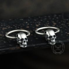 Skull Earring, Skull King, Sterling Silver Skull Rings, Gothic Bracelet, King Crown, Punk Earrings, Viking Bracelet, Viking Necklace, Gothic Earrings