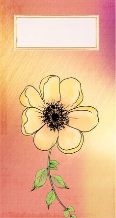 a drawing of a yellow flower on a pink background