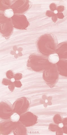 an abstract painting of pink and white flowers