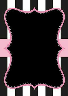 a black and white striped background with pink trim