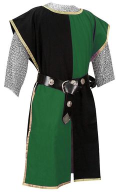 a green and black dress with silver accents